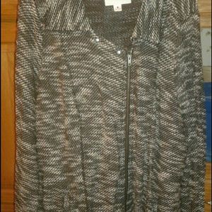 Asymmetrical zip up sweater jacket